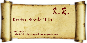 Krohn Rozália névjegykártya